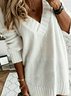 V Neck Vintage Long Sleeve Sweater Dress
