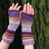 Outlander Inspired fashion accessories for Women Gift for Lady knit wool fingerless gloves Unmatched Hand Knit Striped