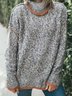 Women Casual Plain Winter Beach Chic Long sleeve Loose Turtleneck Wool-Blend Sweater