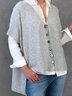 Simple Winter Solid Half sleeve V neck Daily Cotton-Blend Sweater for Women