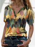 Women Casual Geometric Short Sleeve Shirt