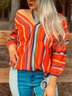 V Neck Casual Long Sleeve Ombre/tie-Dye Top
