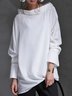 Solid Long Sleeve Casual Cotton-Blend T-shirt