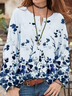 Women's Casual Shift Vintage V Neck Long Sleeve Floral Blouses & Shirts
