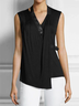 Vintage Plain Statement Plus Size Sleeveless V Neck Casual Tops
