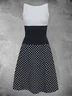 Polka Dots Cotton-Blend Sleeveless Casual Crew Neck Knitting Dress