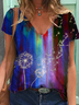 Short Sleeve Shift Ombre/tie-Dye Statement T-shirt
