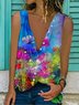 Floral V Neck Casual Tops
