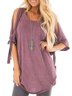 Patchwork Short Sleeve Cutout T-shirt