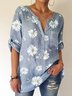 Casual Long Sleeve Shift Floral Blouse