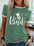 Vintage Short Sleeve Bee Kind Printed Crew Neck Plus Size Casual Tops