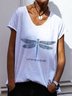 Casual Printed Short Sleeve V Neck T-shirt
