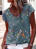 Short Sleeve Floral-Print Casual T-shirt