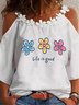 3/4 Sleeve Crew Neck Printed Casual Tops