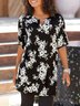 Vintage Short Sleeve Floral Printed Plus Size Casual Knitting Dress