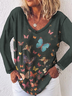 Plus size Butterfly Printed Long Sleeve T-shirt