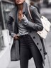 Vintage Long Sleeve Buttoned Plain Casual Overcoat