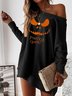 Casual Long Sleeve Printed Dress