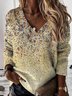 Casual Long Sleeve V Neck Printed Top