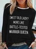 Letters Printed Long Sleeves Crew Neck Casual Tops