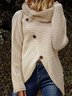 Vintage Plain Buttoned Long Sleeve Casual Sweater