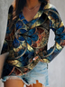 Long Sleeve V Neck Casual Printed Tops