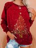 Christmas Xmas Tree Long Sleeve Round Neck Plus Size Printed Top Sweatshirt Xmas Hoodies