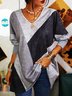 Casual Loosen V Neck Long Sleeve Shirt & Top