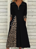 Casual A-line Leopard Printed Knitting Dress