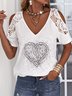 Hollow Out Abstract Heart Casual Tops Valentine's Day Top