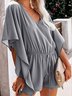 Frill Sleeve Casual Ruffled Solid Jumpsuit & Romper