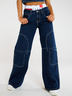 Fast Fashion Side Pocket Wide Leg Jeans Cargo Pants