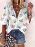 Casual Butterfly Three Quarter Printed Blouse
