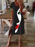 Casual Abstract Crew Neck Loosen Short Sleeve Knit Dress