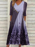 Floral Casual Cowl Neck Half sleeve Knit Dress