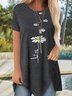 Vacation Floral Letter Loosen Crew Neck TunicShort Sleeve T-Shirt