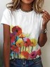 Crew Neck Floral Casual Short Sleeve T-Shirt