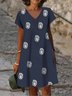 Casual V neck Long Sleeve Dandelion Loosen Woven Dress
