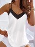 Casual Sleeveless V Neck Plus Size Top Vests