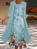 Floral Catwalk Style Three Quarter Round Neck Loosen Two-Piece Set