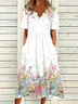 Daily Casual Floral Print Jersey Lightweight Short Sleeve Knit V neck Maxi Dress