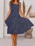 Casual Polka Dots Sleeveless Plus Size Printed Dress