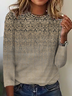 Plus size Printed Long Sleeve Casual T-Shirt