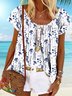 Floral Short Sleeve Crew Neck Plus Size Casual Tops