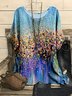 Floral Batwing Short Sleeve Crew Neck Casual Top