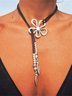 Bohemian Cutout Floral Turquoise Leather Necklace
