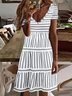 V Neck Striped Casual Short Sleeve A-Line Dress