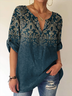 Long sleeve V Neck Ethnic Top