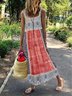 Casual Ethnic Square Neck Sleeveless Loose Dresses