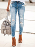 Casual Plain Ripped Jeans